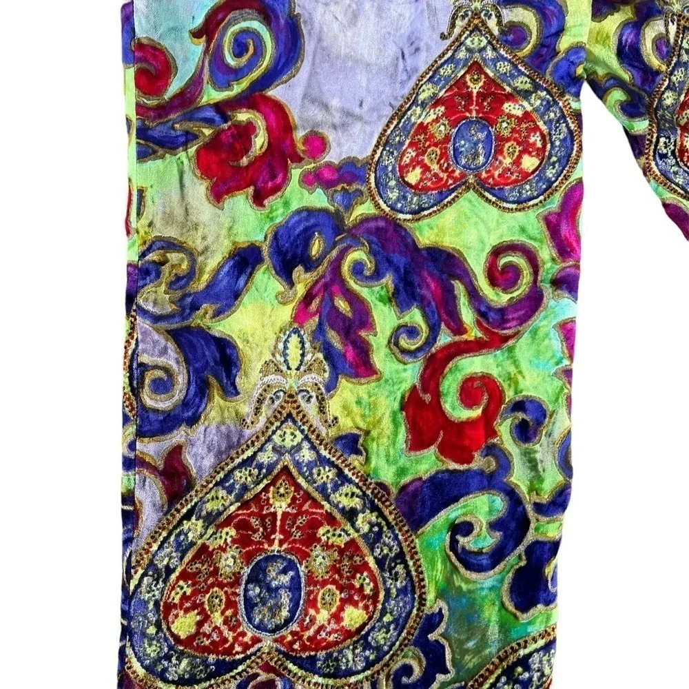 VTG Gianni Versace Jeweled Hearts Silk Velvet Baroque Pleated Pant Vibrant Italy - Picture 10 of 17
